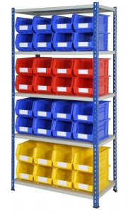 Shelving Bay with 32 Rhino Tuff Bin40 Parts Storage Bins